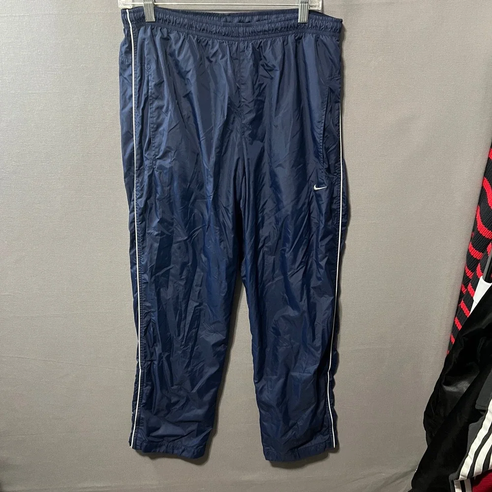 Nike Vintage Tracksuit Navy Blue Green White Piping Windbreaker Pants Set Mens M